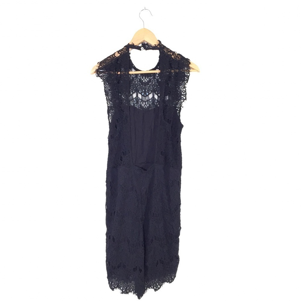 Free People Black Daydream Lace Mini Dress M - Picture 8 of 14